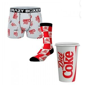 Crazy Boxers Coca-Cola Diet Coke Men's Boxer Briefs and Socks Cup Set L (36-38)